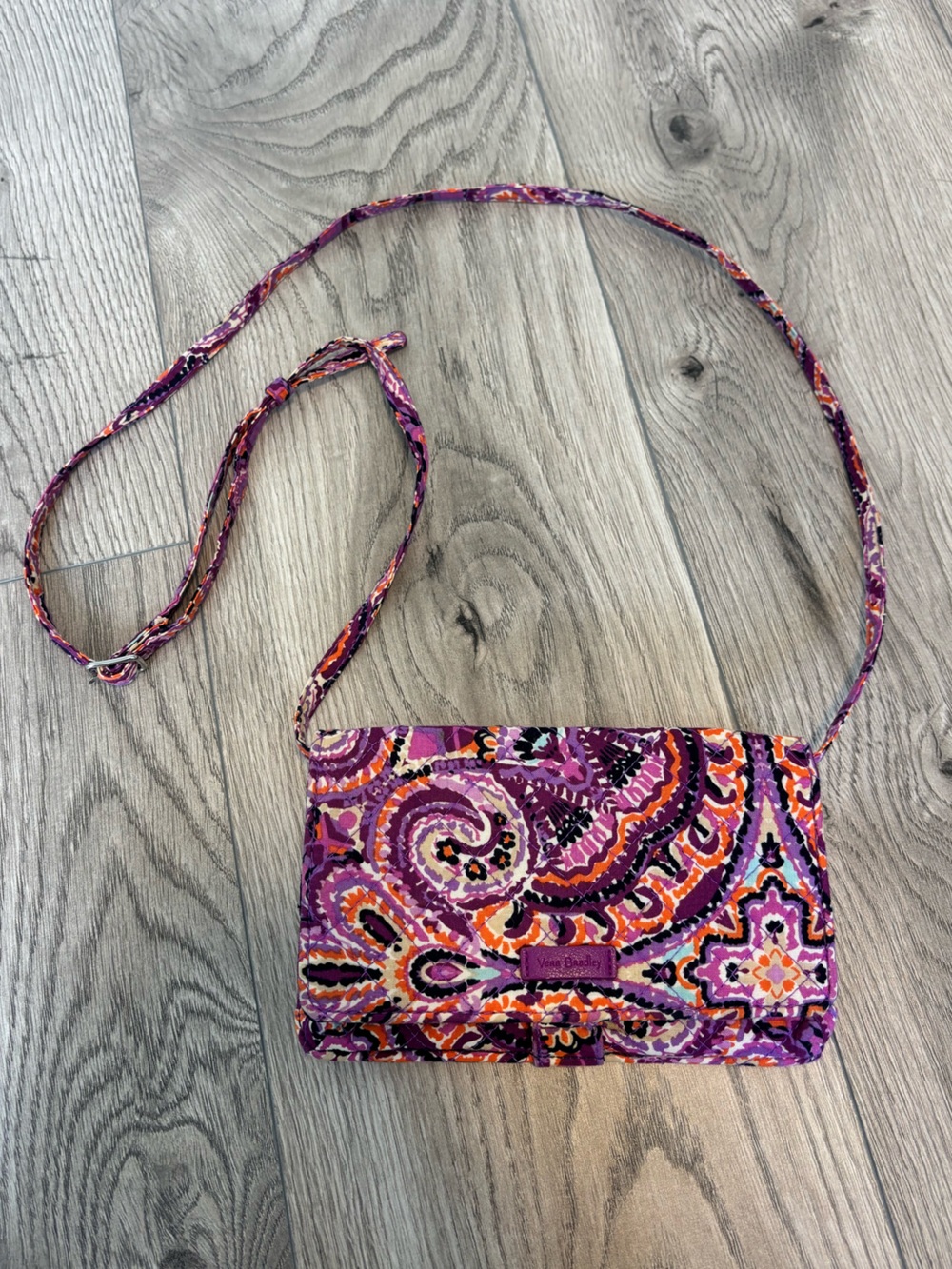 Vera Bradley Paisley Quilted Crossbody Wallet Purse - Purple & Pink Boho